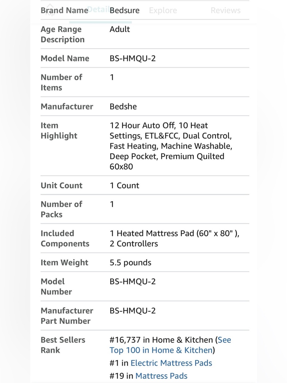 Queen Heated Mattress Pad - White - Picture 12 of 12